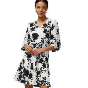 White House Black Market Godet Dress in Black & White – NWT Size 8